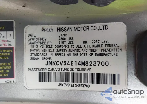 2004 Infiniti G35 z USA, uszkodzony, nr VIN JNKCV54E14M823700